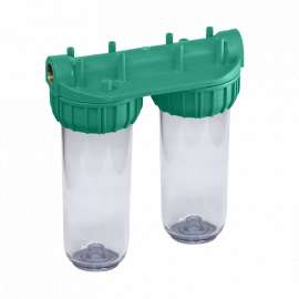 Фильтр магистральный (двойная колба) Kristal Filter ECO Slim D 10" T 1", фото 