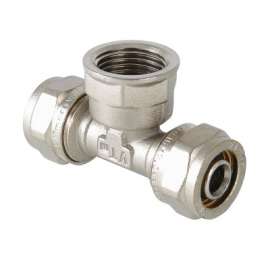 Тройник МП обжимной с ВР 26x3/4"x26 VALTEC, Диаметр трубы МП: 26, Размер: 26x3/4"x26, фото 