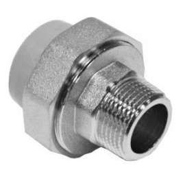 Муфта полипропиленовая разъемная с металлической НР 20x1/2" (под трубу) ЕКО сер. HEISSKRAFT, Диаметр трубы ППР: 20, Размер разъемная с металлической НР: 20x1/2" (под трубу), фото 