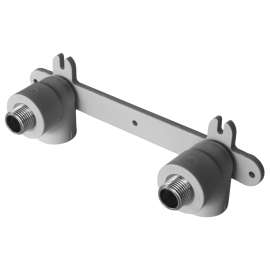 Угол резьбовой полипропиленовый двойной настенный с НР 25х1/2" сер. HEISSKRAFT, фото 