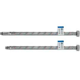 Гибкая подводка для воды 50см G1/2"ВР-М10 НР (ПАРА штуцер 18мм + штуцер 35мм ) ст/гайка AQUALINE, Длина гибкой подводки (см): 50, фото 