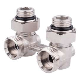 Узел для нижнего подключения радиатора угловой 1/2"х3/4 "евроконус" AQUALINK, фото 
