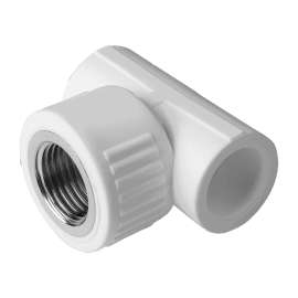 Тройник полипропиленовый переходной на ВР 20x1/2" бел. AQUALINK, Диаметр трубы ППР: 20, Размер тройника переходного на резьбу: 20x1/2", фото 