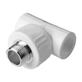 Тройник полипропиленовый переходной на НР 20x1/2" бел. AQUALINK, Размер тройника переходного на резьбу: 20x1/2", фото 