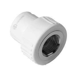 Муфта полипропиленовая резьбовая с металлической ВР 20x1/2"  бел. AQUALINK, Диаметр трубы ППР: 20, Размер с металлической ВР: 20x1/2", фото 