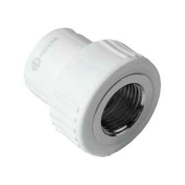 Муфта полипропиленовая резьбовая с металлической ВР 32x3/4"  бел. AQUALINK, Диаметр трубы ППР: 32, Размер с металлической ВР: 32x3/4", фото 