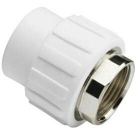 Муфта полипропиленовая резьбовая под ключ с металлической ВР 50x1 1/2"  бел. AQUALINK, Диаметр трубы ППР: 50, Размер под ключ с металлической ВР: 50x1 1/2", фото 