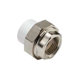 Муфта полипропиленовая резьбовая разъемная с металлической ВР 20x1/2"  бел. AQUALINK, Диаметр трубы ППР: 20, Размер разъемная с металлической ВР: 20x1/2", фото 