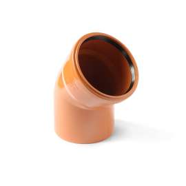 Отвод наружн. канализация D 110x45° PRO AQUA, Диаметр канализационной трубы: 110, Угол наклона: 45°, фото 