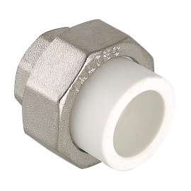 Муфта полипропиленовая резьбовая разъемная с металлической ВР 63x2"  бел. VALTEC, Диаметр трубы ППР: 63, Размер разъемная с металлической ВР: 63x2", фото 