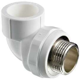 Угол резьбовой полипропиленовый с металлической НР 20x1/2" бел. VALTEC, Размер с металлической НР: 20x1/2", Диаметр трубы ППР: 20, фото 