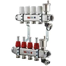 Коллекторная группа из нерж. стали со встроенными расходомерами(586) 1",7x3/4", "евроконус" VALTEC, Количество выходов: 7, фото 