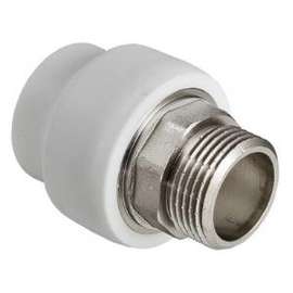 Муфта полипропиленовая резьбовая под ключ с металлической НР 40x1"  бел. VALTEC, Диаметр трубы ППР: 40, Размер под ключ с металлической НР: 40x1", фото 