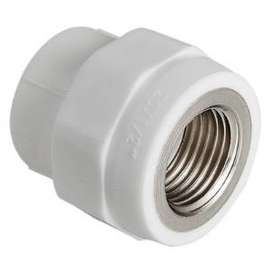 Муфта полипропиленовая резьбовая с металлической ВР 32x3/4"  бел. VALTEC, Диаметр трубы ППР: 32, Размер с металлической ВР: 32x3/4", фото 