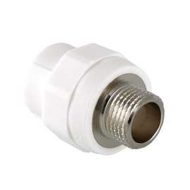 Муфта полипропиленовая резьбовая с металлической НР 32x1/2"  бел. VALTEC, Диаметр трубы ППР: 32, Размер с металлической НР: 32x1/2", фото 