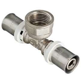 Тройник МП пресс с ВР 26x1/2"x26 VALTEC, Диаметр трубы МП: 26, Размер: 26x1/2"x26, фото 