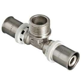 Тройник МП пресс с НР 26x3/4"x26 VALTEC, Диаметр трубы МП: 26, Размер: 26x3/4"x26, фото 