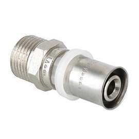 Муфта МП пресс с НР 32x1" VALTEC, Диаметр трубы МП: 32, Размер муфты с резьбой: 32x1", фото 