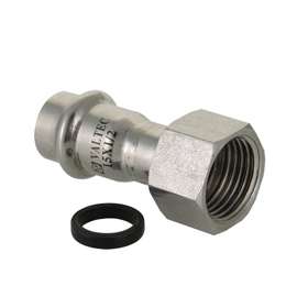 Муфта нерж сталь с накидной гайкой 15х1/2" VALTEC, Размер фитинга из нерж стали: 15х1/2", фото 