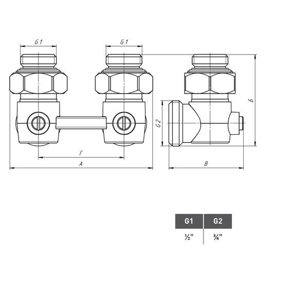 Узел для нижнего подключения радиатора угловой 1/2"х3/4 "евроконус" AQUALINK, фото , изображение 4