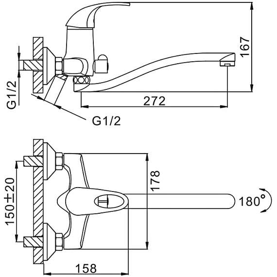 Смеситель для ванны F2203 FRAP, фото , изображение 2