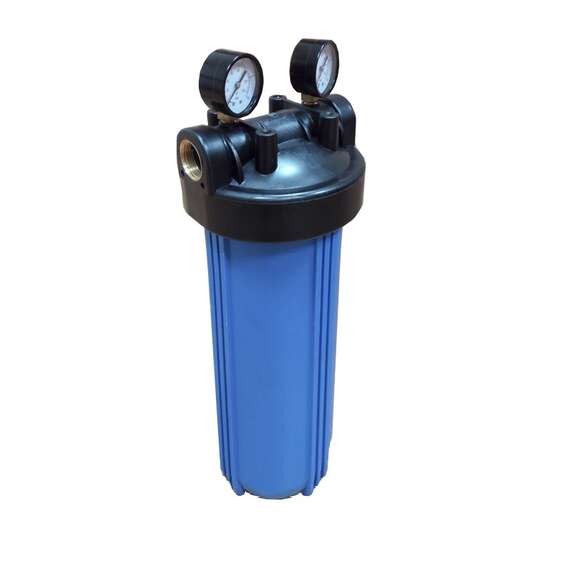 Корпус фильтра Kristal Filter Big Blue 20" NT 1" (манометр, кронштейн, латунные вставки), фото 