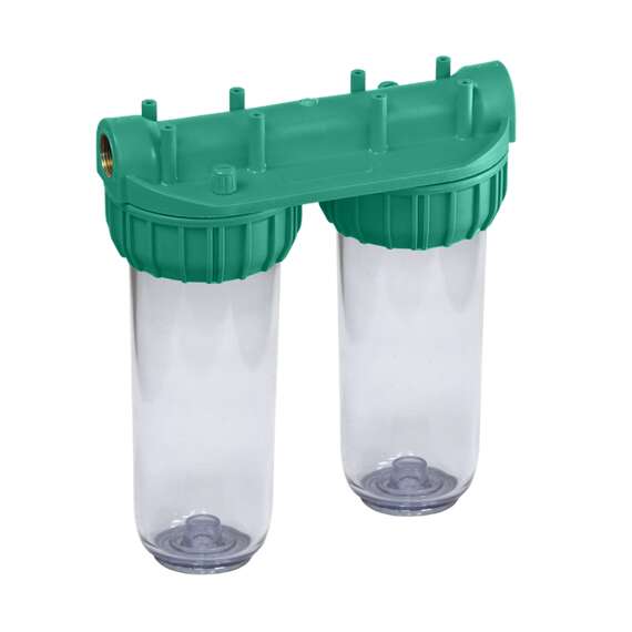 Фильтр магистральный (двойная колба) Kristal Filter ECO Slim D 10" T 1", фото 
