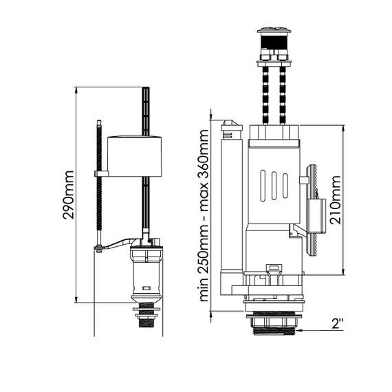 Арматура для смывного бачка 1/2"-3/8" нижнее подключение NOVA PLASTIK, фото , изображение 2