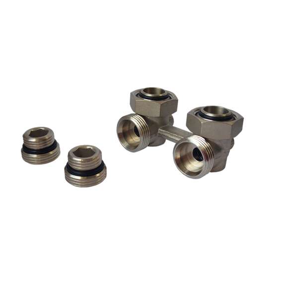 Узел для нижнего подключения радиатора угловой 1/2"х3/4 "евроконус" AQUALINK, фото , изображение 3