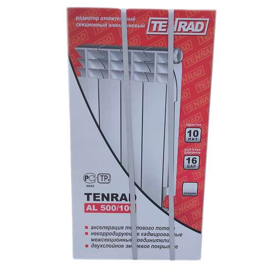 Радиатор алюминиевый TENRAD 500/100 4 секц., Количество секций: 4, фото , изображение 2