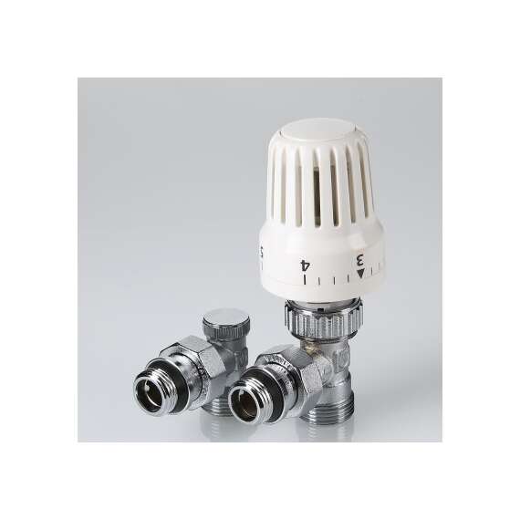 Комплект терморегулирующего оборудования для радиатора угловой c переходом на "евроконус" 1/2" VALTEC, фото , изображение 2