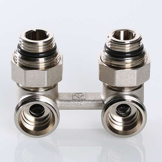 Узел для нижнего подключения радиатора угловой 1/2"х3/4 "евроконус" VALTEC, фото , изображение 3