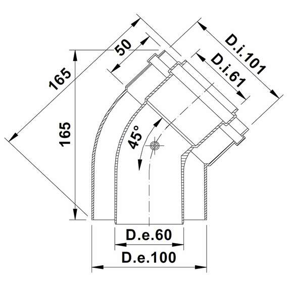COU645 Угол коаксиальный 45° 60/100 п/м TERMICA, фото , изображение 2 COU645 Угол коаксиальный 45° 60/100 п/м TERMICA, фото , изображение 2