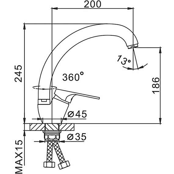 Смеситель для кухни F4113-2 FRAP, фото , изображение 2