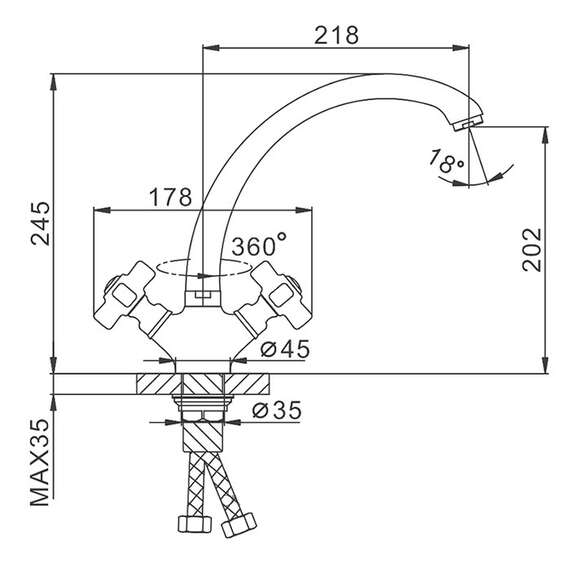 Смеситель для кухни F4218 FRAP, фото , изображение 2