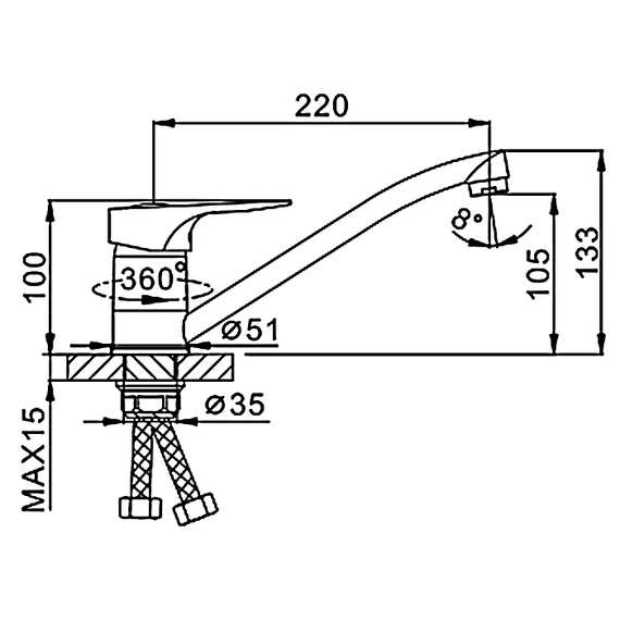 Смеситель для кухни F4904 FRAP, фото , изображение 2
