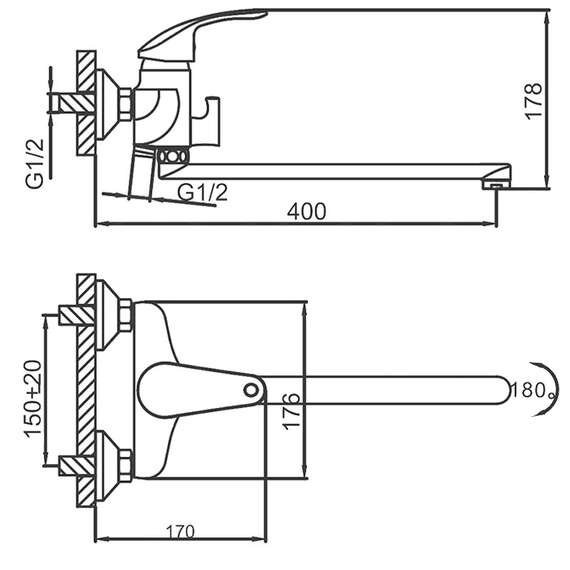 Смеситель для ванны R22021 FRUD, фото , изображение 2