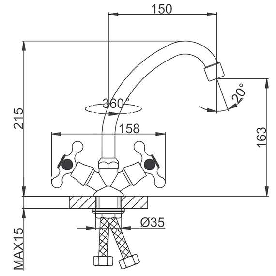 Смеситель для кухни R40108 FRUD, фото , изображение 2