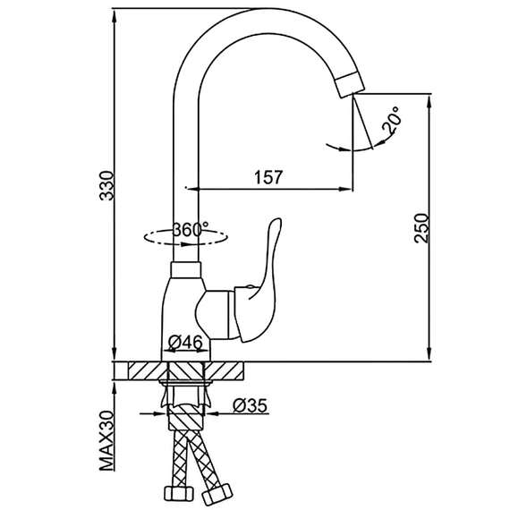 Смеситель для кухни R42055 FRUD, фото , изображение 2