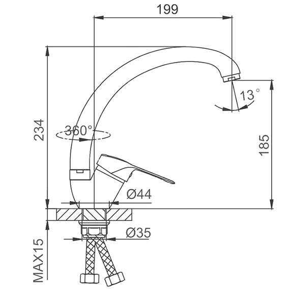 Смеситель для кухни R41104 FRUD, фото , изображение 2