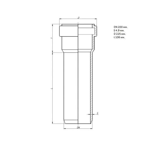 Труба наружн. канализация D 200 L2000 OSTENDORF, Диаметр канализационной трубы: 200, Длина канализационной трубы : 2000, фото , изображение 2