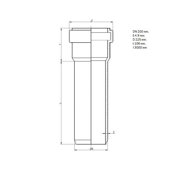 Труба наружн. канализация D 200 L3000 OSTENDORF, Диаметр канализационной трубы: 200, Длина канализационной трубы : 3000, фото , изображение 2
