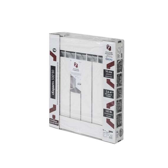 Радиатор биметаллический КОРВЕТ Русский Радиатор 500/80 6 секц., Количество секций: 6, фото , изображение 2