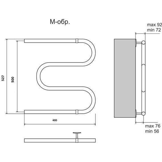 Полотенцесушитель водяной AISI 25 М-образный 500х400 3/4"   TERMINUS, фото , изображение 2