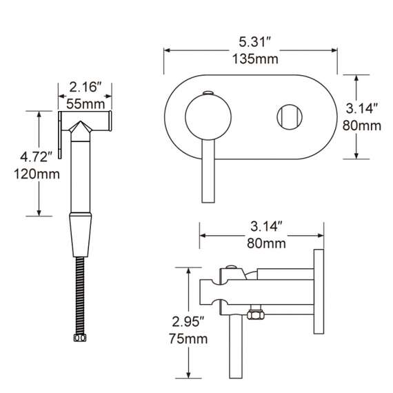 Гигиенический душ со смесителем F7505 FRAP, фото , изображение 3