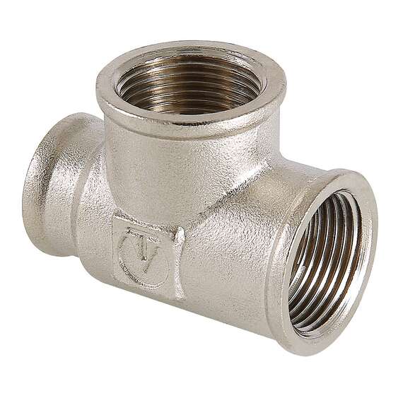 Тройник переходной ВР никель 1/2"x3/4"x1/2" VALTEC, Диаметр: 1/2", Размер перехода тройника: 1/2"x3/4"x1/2", фото 