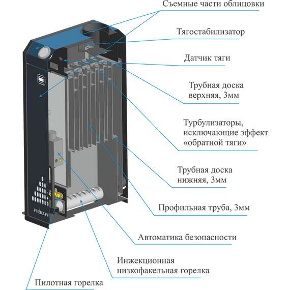 Газовый котел RUGAS TOPAZ  КСГ-10 с УГ-12,5 TGV-307, фото , изображение 4 Газовый котел RUGAS TOPAZ  КСГ-10 с УГ-12,5 TGV-307, фото , изображение 4