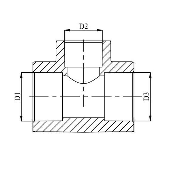 Тройник полипропиленовый переходной 50x32x50 сер. HEISSKRAFT, Размер переходного тройника ППР: 50x32x50, фото , изображение 2