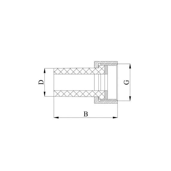 Муфта полипропиленовая резьбовая переходник с накидной гайкой ВР 40x1 1/2"  сер. HEISSKRAFT, Диаметр трубы ППР: 40, Размер переходник с накидной гайкой: 40x1 1/2", фото , изображение 2