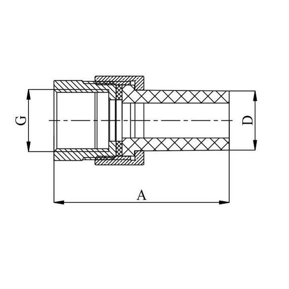Муфта полипропиленовая резьбовая разъемная с металлической ВР 20x1/2"  сер. HEISSKRAFT, Диаметр трубы ППР: 20, Размер разъемная с металлической ВР: 20x1/2", фото , изображение 2